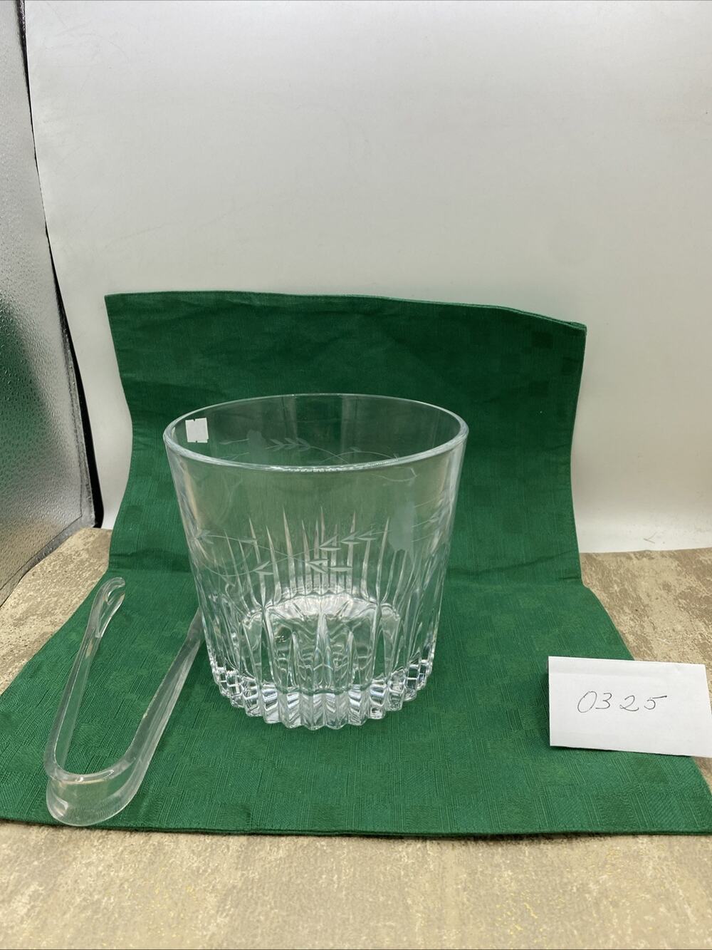 Vintage 1974 Princess House Heritage Ice Bucket Etched Floral Design